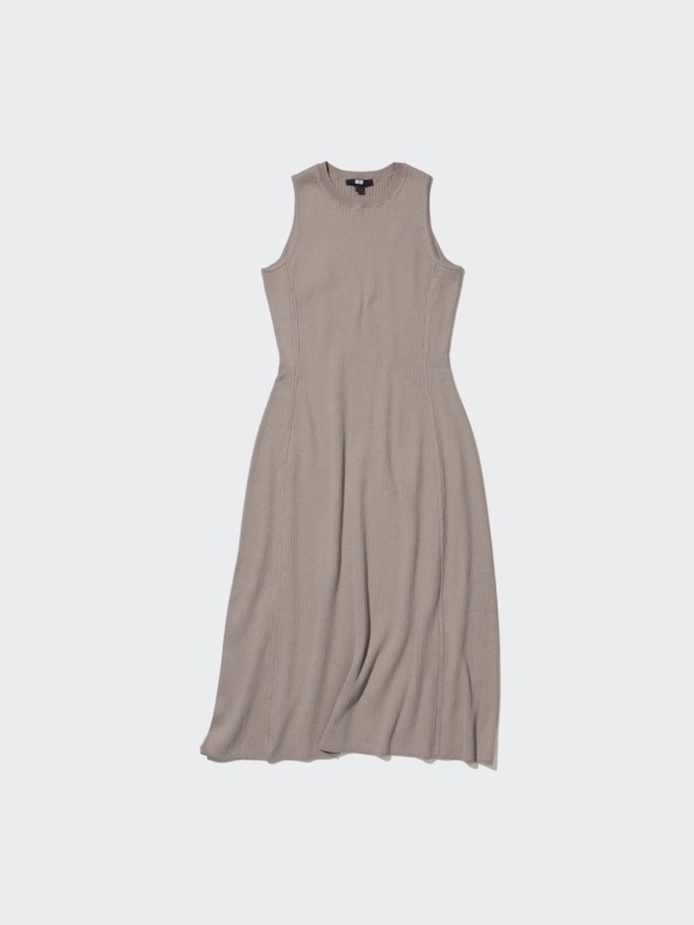 Uniqlo Sleeveless Ribbed Maxi Dress in Taupe Gray